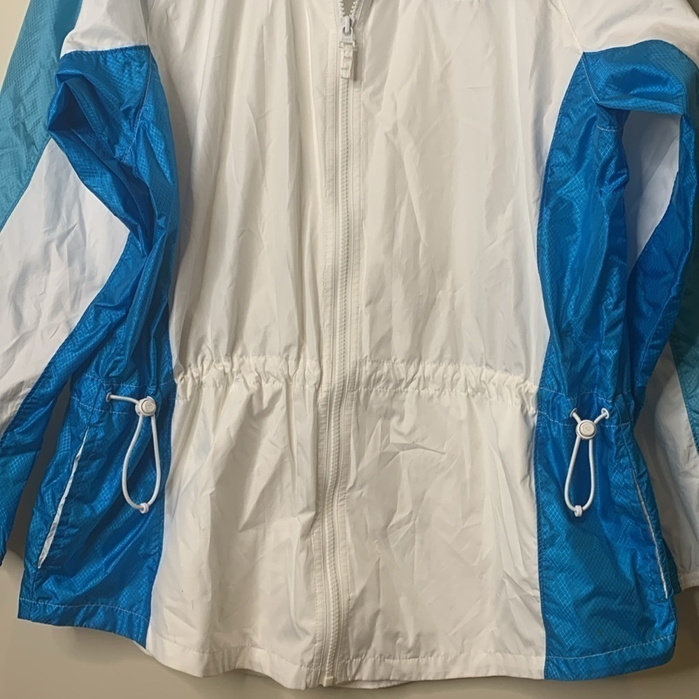 Nike | Vintage Blue White Oversized Classic Swoosh Windbreaker Jacket L 12/14 - Picture 8 of 17